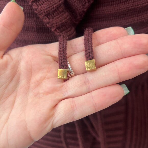 Gucci Burgundy Knit Cardigan Bow Tie Waist Wool Sweater size XS - Picture 5 of 10